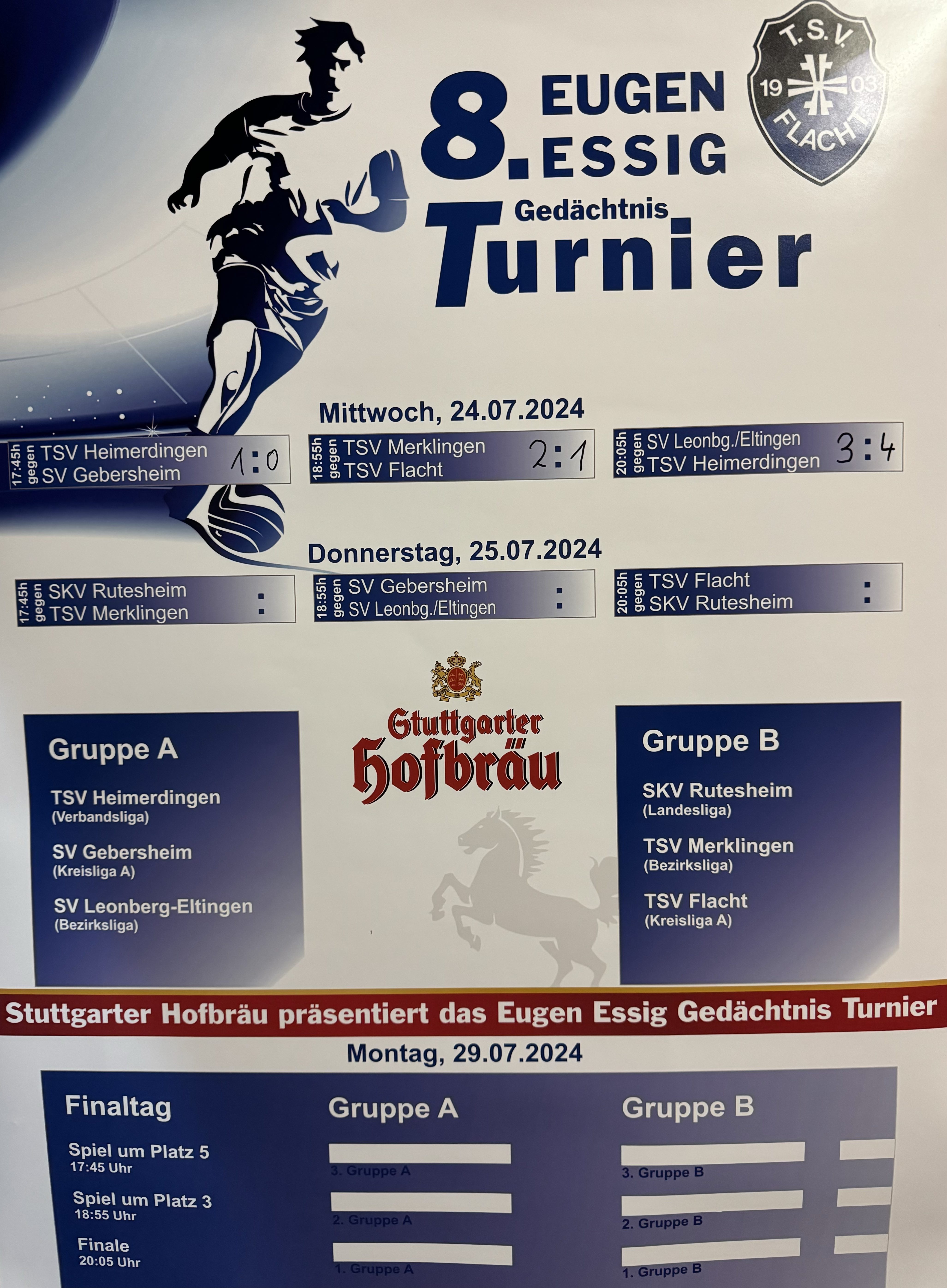 Stuttgarter Hofbräu präsentiert das 8. Eugen-Essig-Gedächtnis-Turnier 2024 | 1. Turniertag